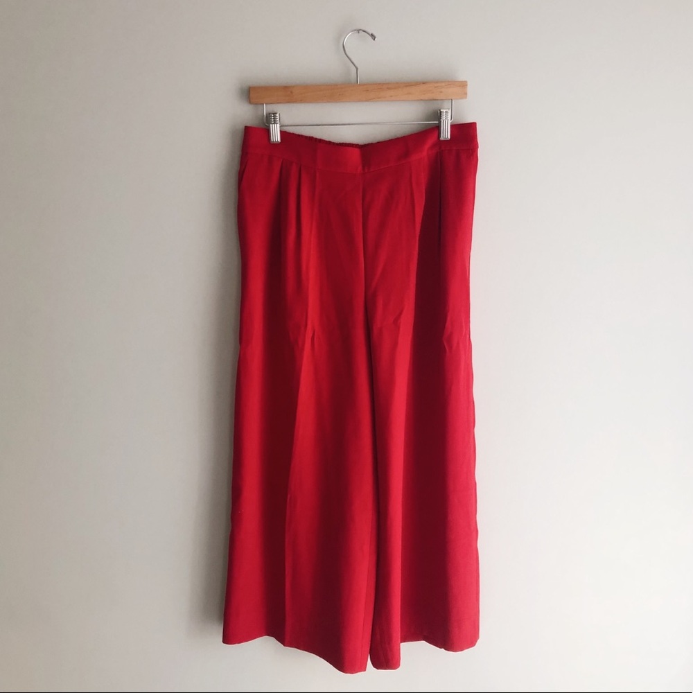 COPY - NWOT J.Crew / Red Wide-Leg Crop Pant in 365 Crepe
